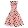 thumbnail image 3 of IBTOM CASTLE Women's 1950s Vintage Dress Short Sleeve Heart Print Mesh Retro Evening Prom Cocktail Party Swing A Line Dress XXL Pink - Strawberry, 3 of 8