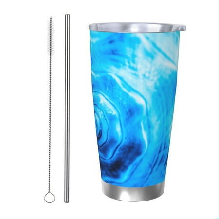 

Bingfone Blue Shell for 20 Oz Stainless Steel Travel Mug Double Wall Water Coffee Cup for Home Office Outdoor Works Great for Ice Drinks and Hot Beverage-Straw Two-piece Set