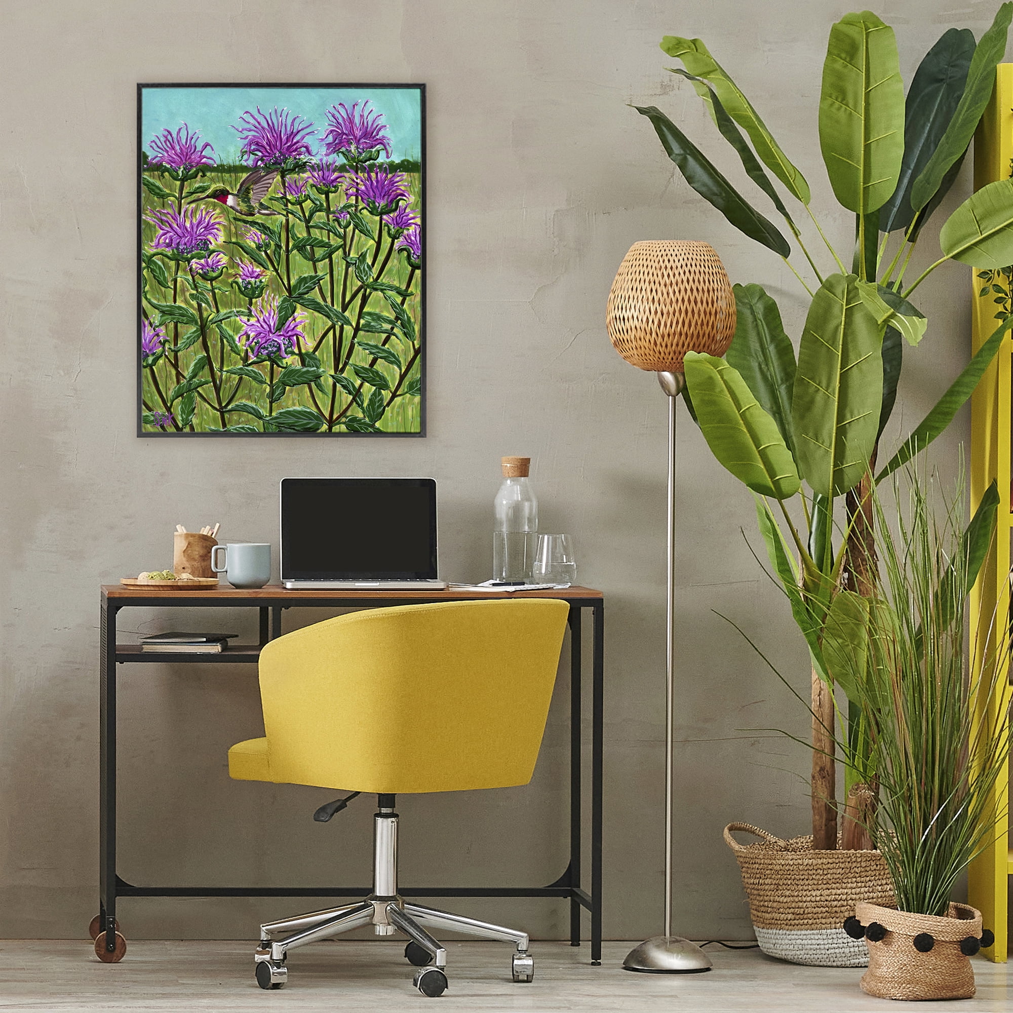 Stupell Industries Ruby Throated Hummingbird & Beebalm Black Framed Giclee Art, design by Sarah Waldron Kimball
