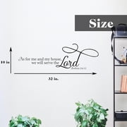 QTH As For Me and My House, We Will Serve The Lord Joshua Wall Sticker Inspirational Wall Decal Motivational Office Decor Quote Wall Art Vinyl Wall Decal Living Bed Room School Words Saying