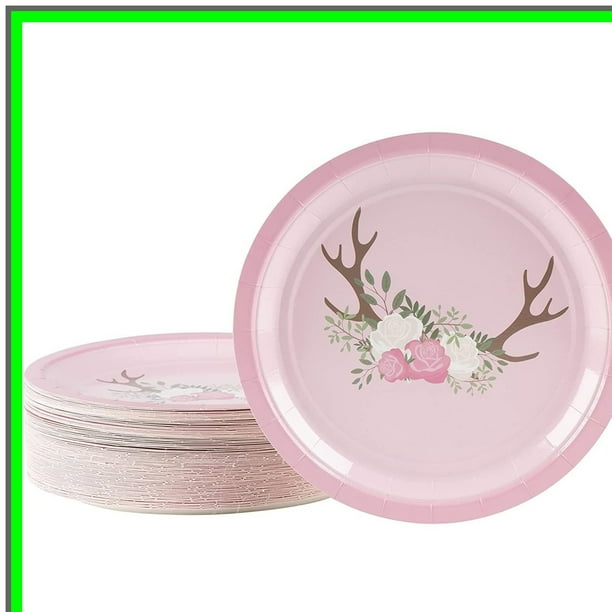 Floral Deer Design Disposable Paper Plates 80 Count Set for Bridal and Baby Showers Perfect for Appetizers Lunch Dinner and Desserts 9 x 9 Inches Walmart