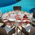 thumbnail image 6 of Grey Christmas Round Tablecloth, Fitted Table Cover with Elastic for 45"-54" Round Tables, Gnomes Xmas Tree Poinsettia Eucalyptus Table Cloth Outdoor Indoor Dinning Party Waterproof Tablecloths, 6 of 7
