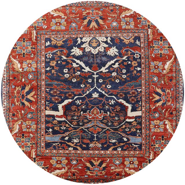 Ahgly Tapis Rond Intérieur Mi-Siècle Moderne Rose Oriental, 7 Pieds Rond