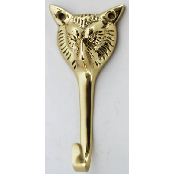 Fox Head Home Decor Multi-Purpose Wall Mount Coat Hook Solid Brass 6752BR