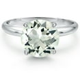 thumbnail image 3 of Gem Stone King 14K White Gold Green Prasiolite Solitaire Engagement Ring for Women | 2.40 Cttw | Round 9MM | Gemstone Birthstone | Size 7, 3 of 6