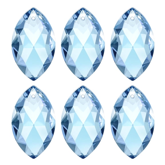 Uxcell K9 Crystal Pendants Oval Beads, 6 Pack 38mm Chandelier Prisms Parts Hanging Beads DIY Lamp for Arts Crafts Decoration, Light Blue