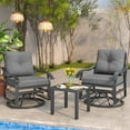 thumbnail image 4 of POTEBAN Outdoor Swivel Rocker Chairs, 3 Piece Metal Patio Rocking Chairs with Padded Cushions Patio Bistro Furniture Set with Side Table for Porch Balcony Backyard, Grey, 4 of 9