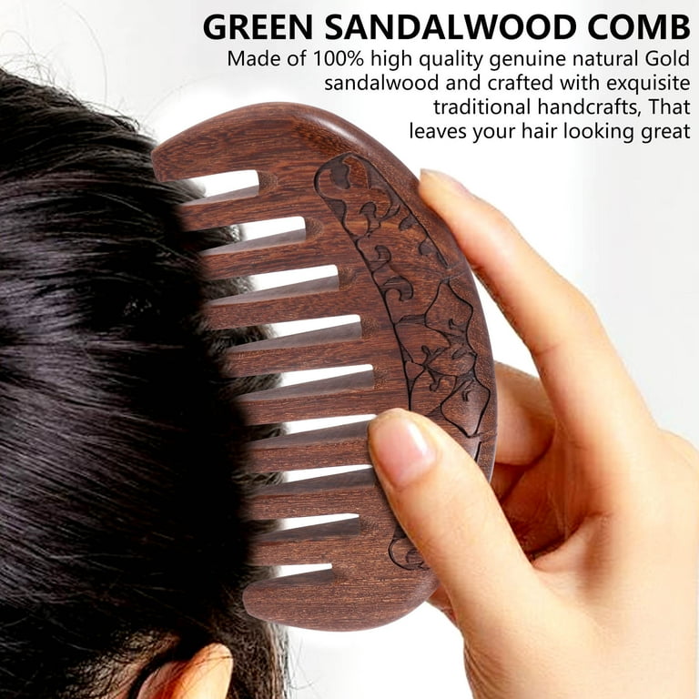 Wood Comb Natural Anti-Static Massage Flower-Wide Tooth Comb for