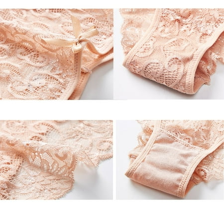 

EHTMSAK Comfort Seamless Bikini Panties Low Rise No Show Briefs Stretch Invisible Lace Underwear for Women Beige XL
