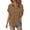 Brown, variant on Yigetop Short Sleeve Button Down Women, Ladies' Casual Double Layer Wrinkled Short Sleeved Solid Color Cardigan Button Down Shirts for Women Khaki 4XL