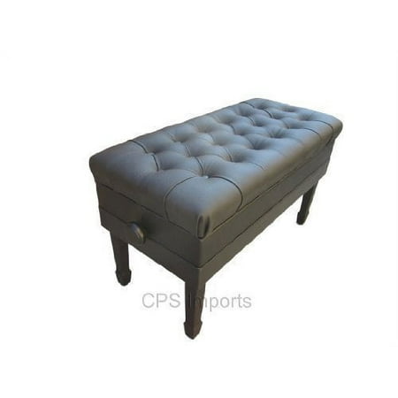 CPS Genuine Leather Duet Size Adjustable Artist Concert Piano Bench in Ebony