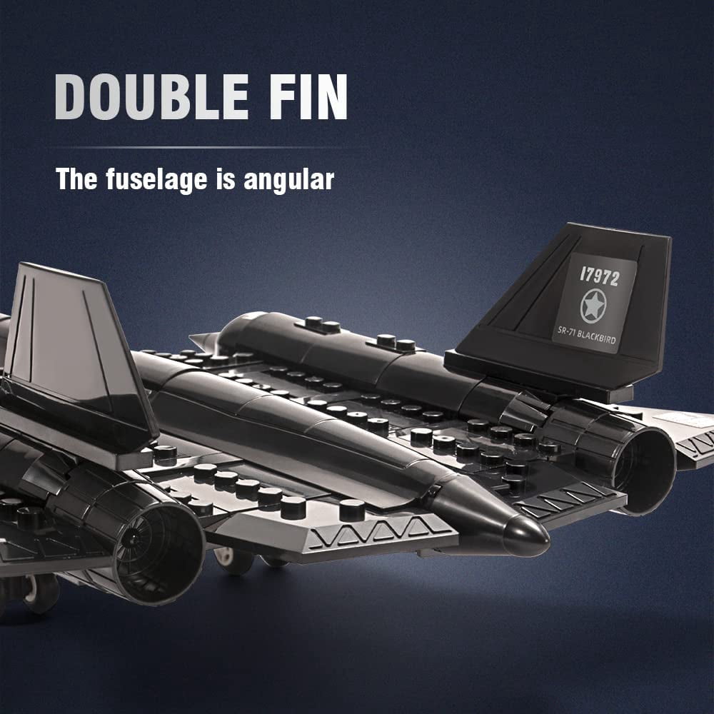 MACTANO Military Airplane Building Blocks Set SR71 Blackbird Jet Fighter Kit Plastic Toy Gift Black