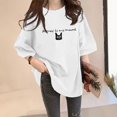 thumbnail image 2 of Women Short Sleeved Shirt Ladies Wear Knit T-Shirt Loose Large Short Sleeved Casual Tees, 2 of 4