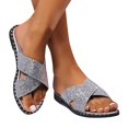 thumbnail image 4 of Women's Summer New Plus Size Frosted Sequin Line Over Beach Flats Light Sandals Sandals for Women 2025 Silver 43, 4 of 7