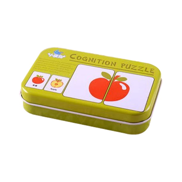 Vogacara Tarjeta cognitiva para niños, aprendizaje, iluminación, juguete, caja de hierro en inglés, papel, tarjeta educativa Juguetes Educativos Fruta Vogacara FN000087-01B