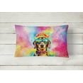 thumbnail image 4 of Dachshund Hippie Dawg Fabric Decorative Pillow 12 in x 16 in, 4 of 4