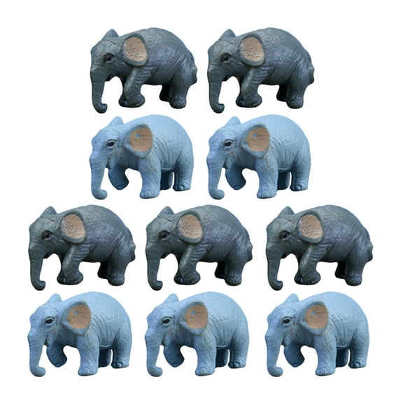 SILENRADAWN 10Pcs Mini Figurine Elephant Assorted Color Realistic Shape for Themed Parties