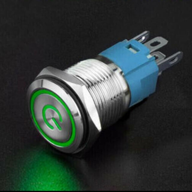 BTOER 12V Button Switch 16mm Latching ON OFF Power Switch Push Stainless Steel With Wire Socket Harness High Quality