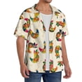 thumbnail image 4 of Xecao offers the Boho Chicken for Men's Casual Short-sleeved Shirt, a button-up collared shirt with a pocket, perfect for beach vacations and yacht travel in the 4X-Large size., 4 of 7