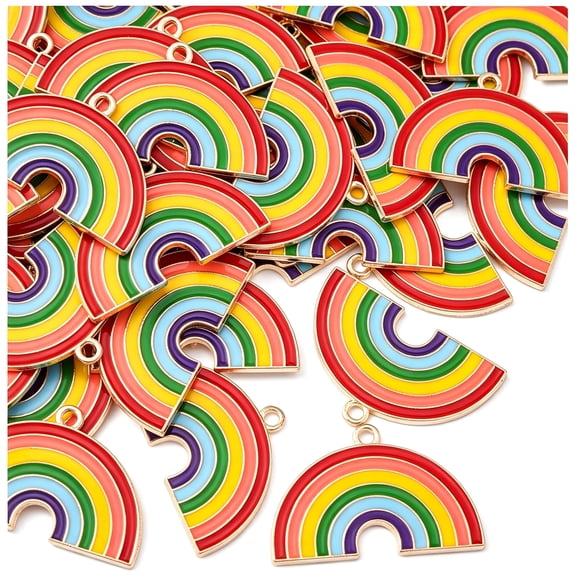 DESIGNICE 10Pcs Enamel Rainbow Charms Colorful Pride Summer Weather Charm for Jewelry Making Bracelets Necklace Bulk 10Pcs Pride Charms