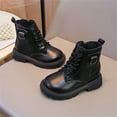 thumbnail image 5 of Girls Bow Embellished Fall Winter Zipper Short Boots, Soft Flat Sole Leather Material Easy On Off Daily Casual School Ankle Boots Black 13.5 Little Kids, 5 of 7