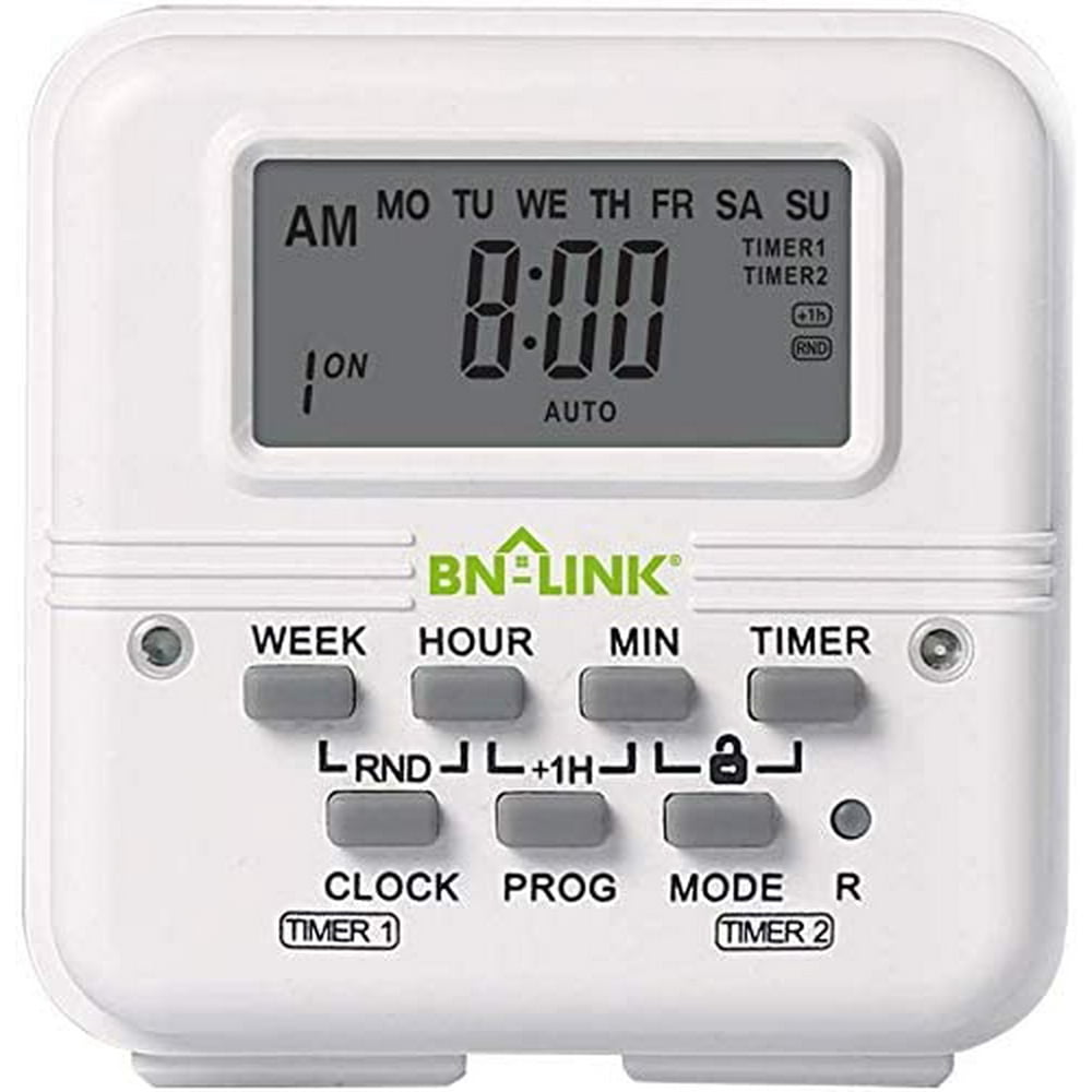 BNLINK 7 Day Heavy Duty Digital Programmable Dual Outlet Timer 2 Independently Programmable