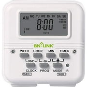 BN-LINK 7 Day Heavy Duty Digital Programmable Dual Outlet Timer - 2 Independently Programmable Grounded Outlets