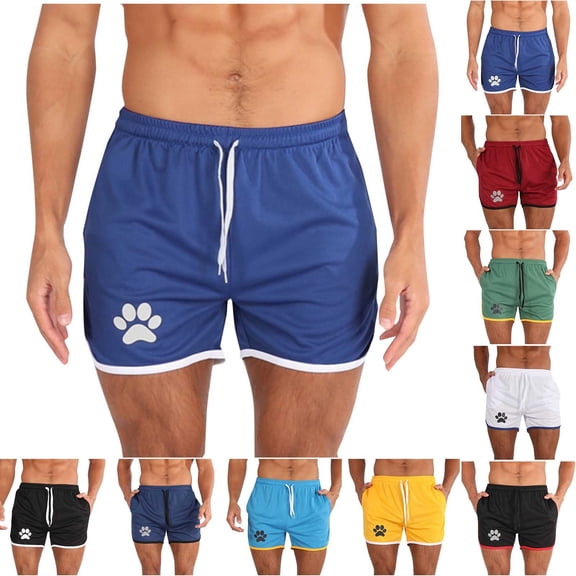 DDAPJ pyju Birthday Gifts! Men's Running Shorts Breathable Athletic Gym Mesh Shorts for Men Dog Paw Printed Casual Gym Workout Short Pants 2025 Bronze XXL