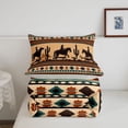 thumbnail image 5 of Homewish Bohemian Cowboy Twin Comforter Sets,Rustic Boho Stripes Bedding Set,Brown Teal,Light Gray Reversible,2pcs,1 Comforter and 1 Pillowcase, 5 of 7