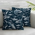 thumbnail image 3 of Orinice  Shark Throw Pillow Cushion Cover, Shark Pattern with Various Gestures Have a Bite Danger Humor Nautical Design, Decorative Square Accent Pillow Case, White, 3 of 5