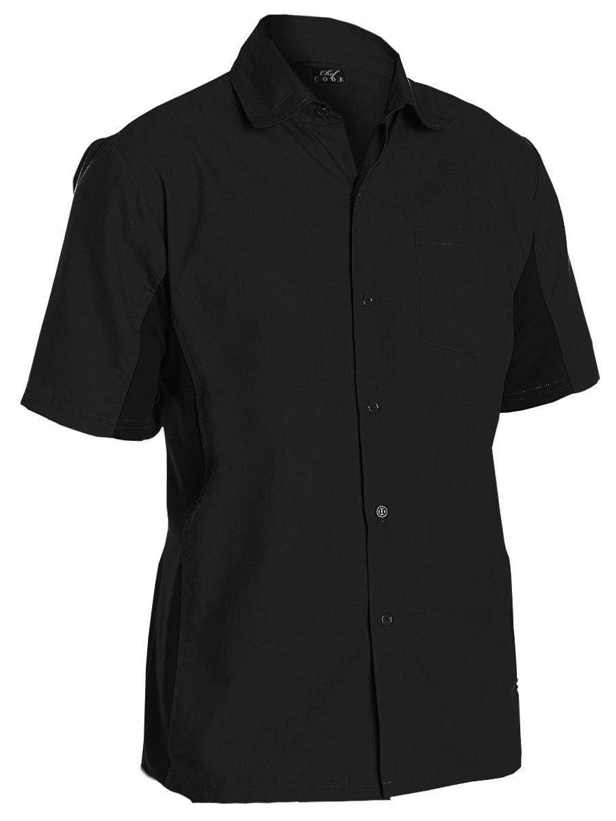Chef Designs 5035 Black Cook Shirt Short Sleeve Six Snap Button Size XS-SS 