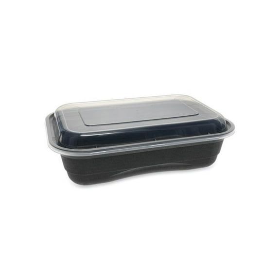 EarthChoice Versa2Go Microwaveable Containers 36 oz, 8.4 x 5.6 x 2, Black/Clear, 150/Carton