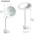thumbnail image 3 of 6.5" Clip on Vanity Makeup Mirror with Light, gooseneck Travel 10x Magnifying Mirror,USB Recharge (White 5X),3x magnification,1, 3 of 11