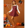 thumbnail image 3 of DARING DIVA Plaid Peter Pan Collar Mini A-Line Dress L Red, 3 of 6