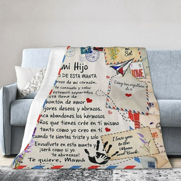 A Letter To My Son Blanket Gifts For Kids Adults - Lightweight Throw Blanket For Bedroom Living Room Decor Soft Fuzzy Fleece Cozy Plush Bed Couch 50"X40"
