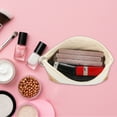 thumbnail image 2 of 1 bolsa de maquillaje portátil, bolsa de aseo, organizador de cosméticos para viajes, patrón de grano de madera, 8.11 x 5.51 pulgadas, lona beige, 2 of 7