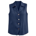thumbnail image 5 of WAGUTH Women's Cotton Linen Button Down Shirts Sleeveless Notched Lapel Collar Casual Tank Top Blouses for Work Office, 5 of 8