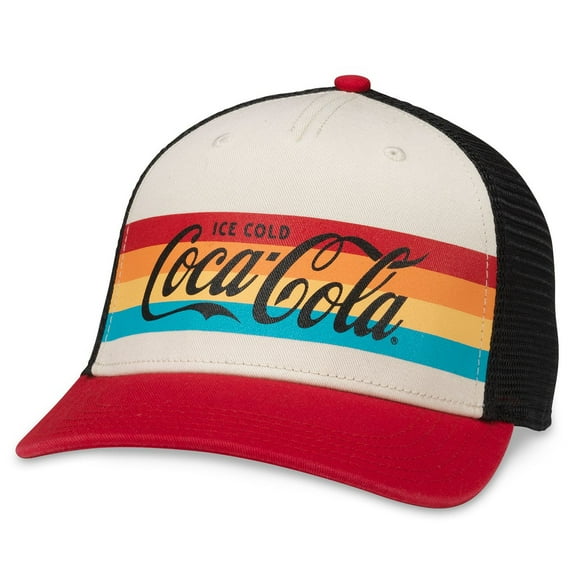 Coca-Cola Hats: Ivory/Red/Black Snapback Trucker Hat | Retro Coke