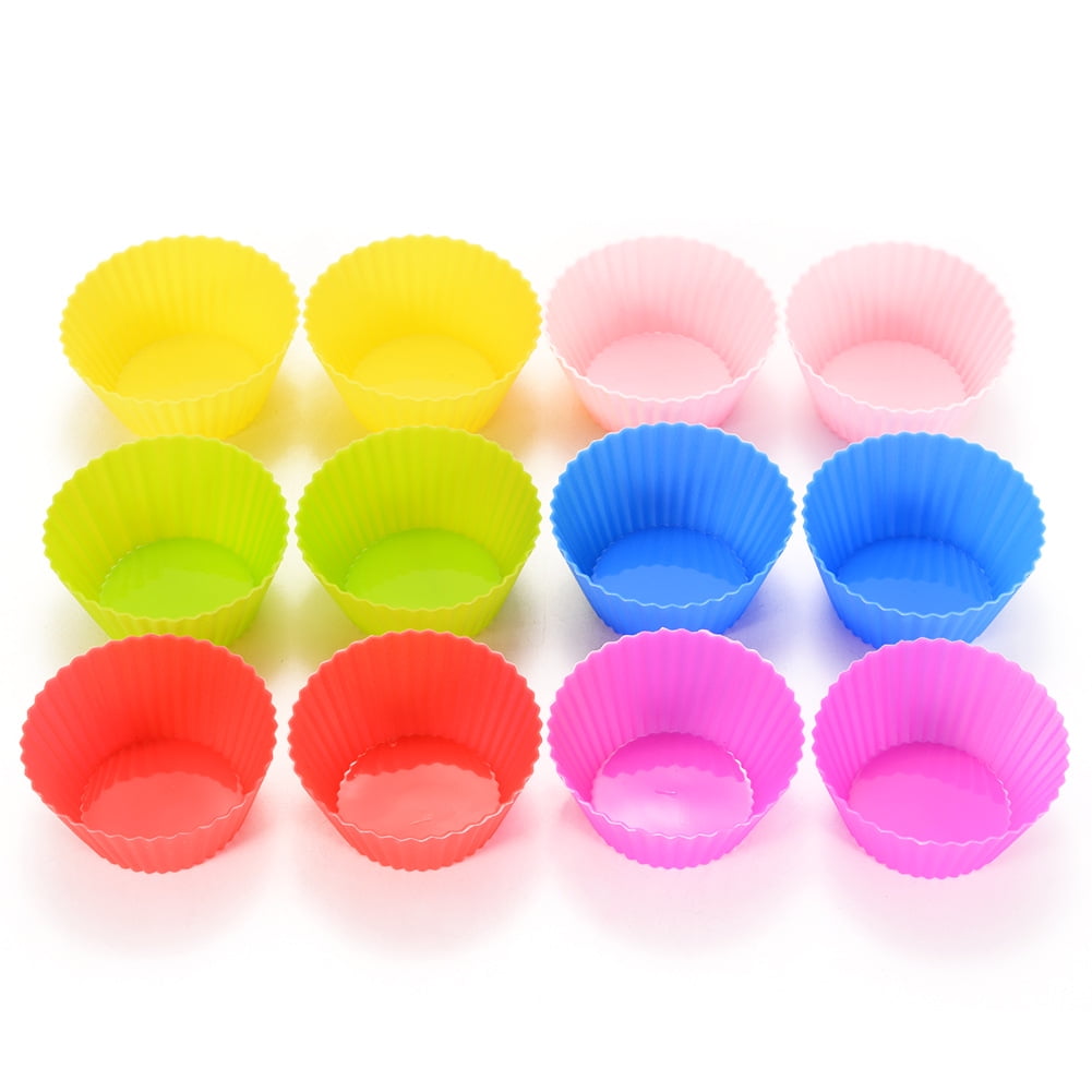 12pcs Baking Mini Muffin Cups Reusable Silicone Cupcake Molds Small