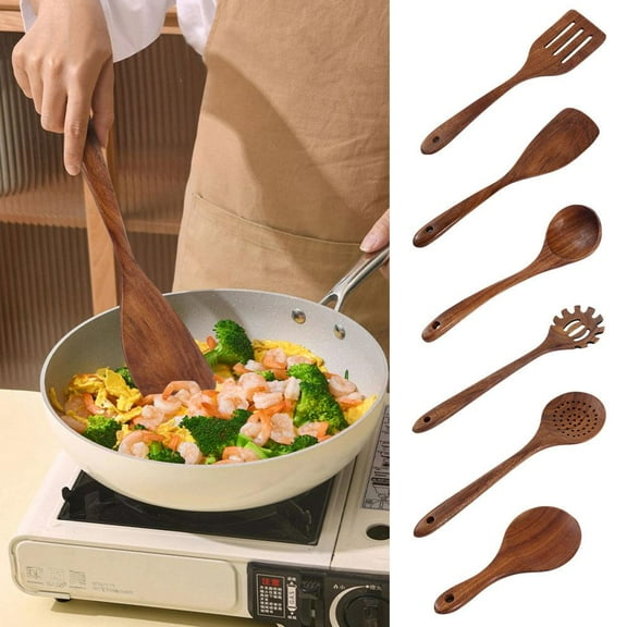 FurNest 1PCS Wooden Kitchen Utensils Set, Black Walnut Wood and Spat Handle
