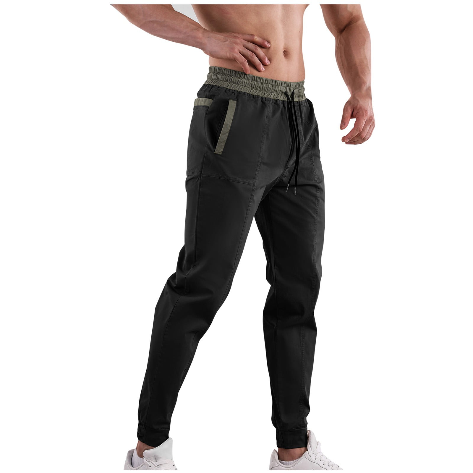 Htigea Clearance 2024 Mens Cargo Pants Elastic Waisted Drawstring Sweatpants Skinny Taper Pants Comfort Breathable Workout Bottoms with PocketXS,S,M,L,XL