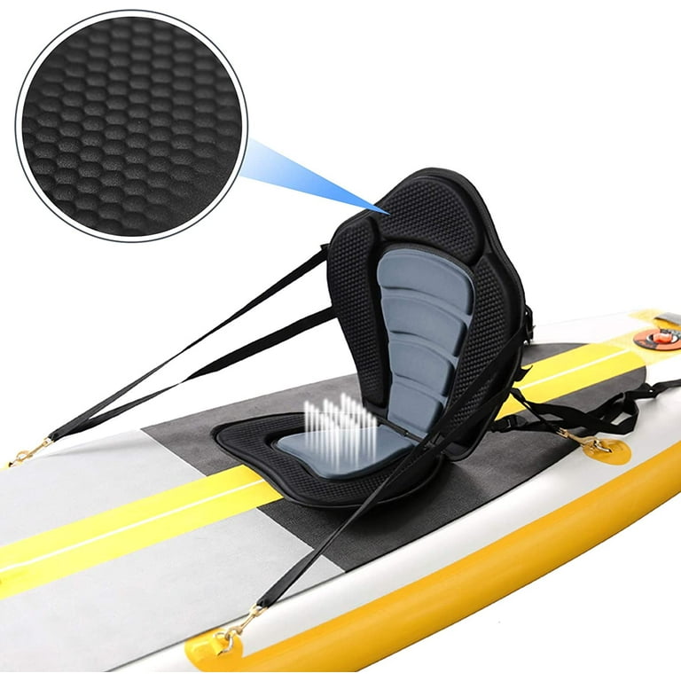 ZhdnBhnos Padded Kayak Seat Sit-On-Top Fishing Boat Seat Cushion Canoe  Backrest Adjustable with Back Backpack Storage Bag 
