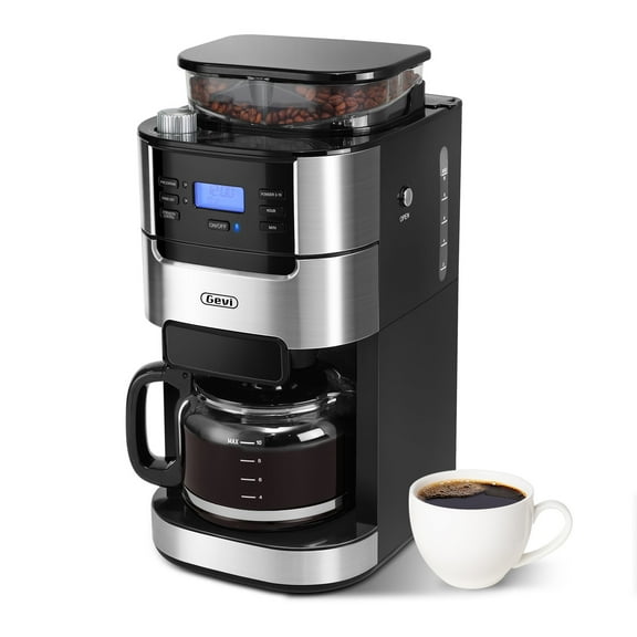 Open Box GEVI 10-Cup Programmable Grind & Brew Drip Coffee Maker - Built-In Burr Grinder