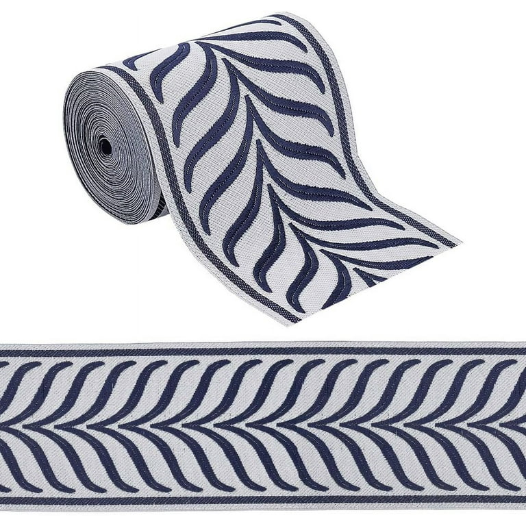 Duiaynke Border Trim Ribbon - Brocade Jacquard, 5 Meters Long, 8cm Wide, Blue (for Sewing & Crafts)