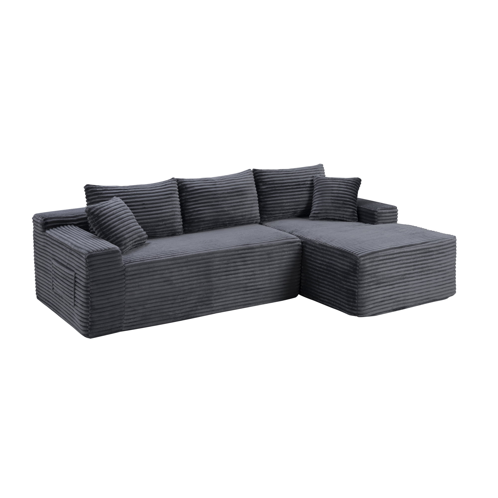 Leumius 106.3" Cloud Modular Sectional Sofa Couch with L-Shape Chaise,Modern Minimalist Upholstered Couches for Living Room Bedroom No Assembly Required Gray-R