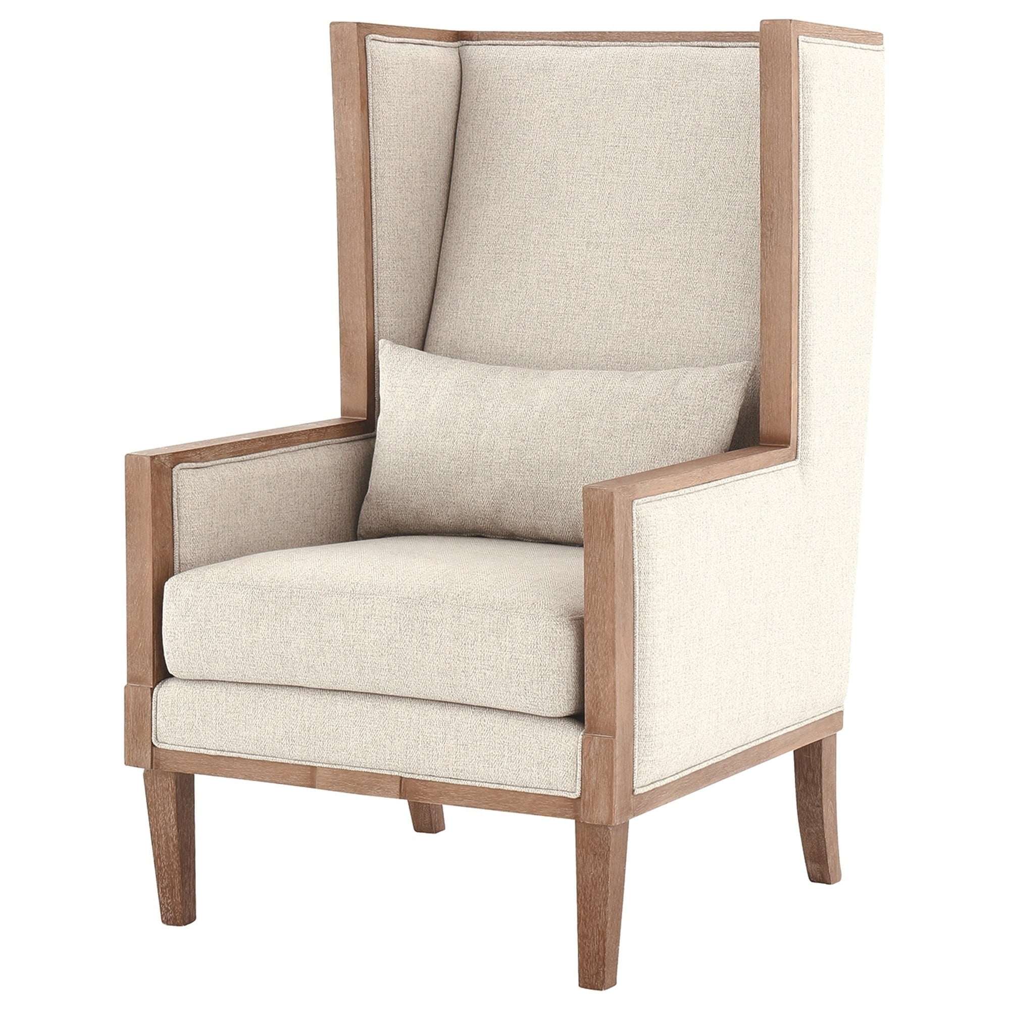 Saltoro Sherpi Wooden Frame Accent Chair with High Wingback and Track