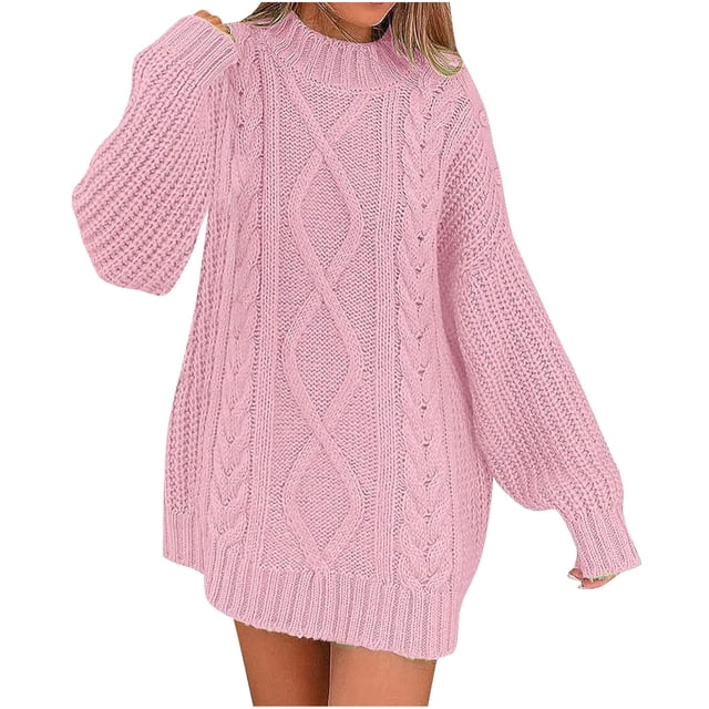 Puntoco Suéter Mujer Cuello Redondo Jersey De Gran Tamaño Otoño Cable Punto Manga Larga Grueso Suéteres Cortos Vestidos Navidad Liquidación Puntoco Puntoco-3767