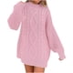 thumbnail image 1 of ICHUANYI Liquidación Jersey extragrande con cuello redondo para mujer Otoño Cable Knit Manga larga Chunky Short Sweaters Vestidos ICHUANYI WER202308172454, 1 of 4