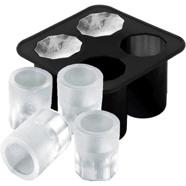 Silicone Spirits Glass Ice Mold/Tray, 4 Cavities, Reusable Whiskey Glass Ice Cubes, Each Holds 1 Ounce (Approx. 28.3 Grams), 1.3 Inches (Approx. 3.3 C