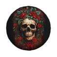 thumbnail image 2 of DouZhe Waterproof Spare Tire Cover, Devil Evil Skull Flowers Prints Adjustable Wheel Covers Fit for Jeep Trailer RV SUV Car, 14 inch, 2 of 7